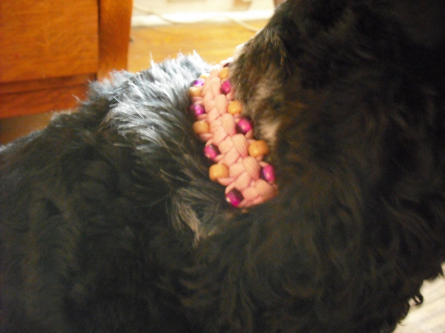 Pink Dog Collar, Elegant Dog Jewelry,  Beaded Dog Collar