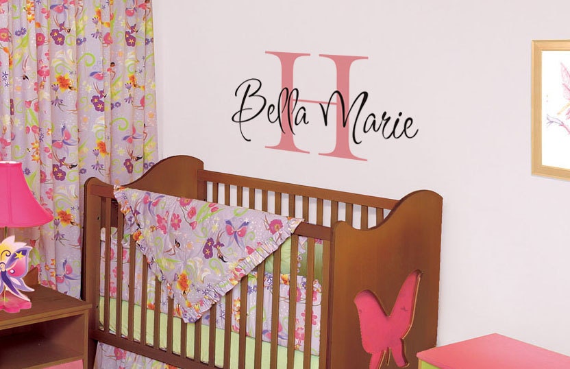 Children Wall Decal -Name Wall Decals -Boys Vinyl Wall Art -Custom Monogram Wall Decals Baby and Kids  Baby Nursery Name and Initial Decal