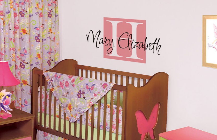 Children Wall Decals - Name Wall Decals - Boys Vinyl Wall Art - Custom Monogram Wall Decals Baby and Kids with butterflies - Vinyl Decal
