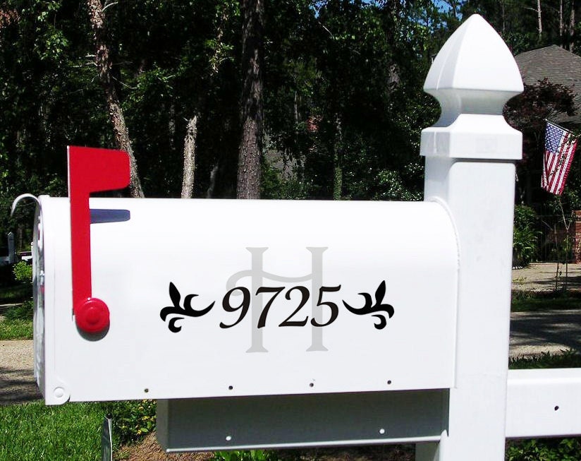 Mailbox street number house number & street name or family name - Vinyl Decal