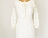 vintage 1950s Dress -Falling In Love With Love- Cream Lace Dress