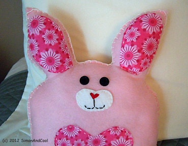 Pink Felt Bunny Pillow Pal