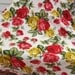 Barkcloth, Vintage Barkcloth Fabric, Barkcloth with Red and Yellow Roses