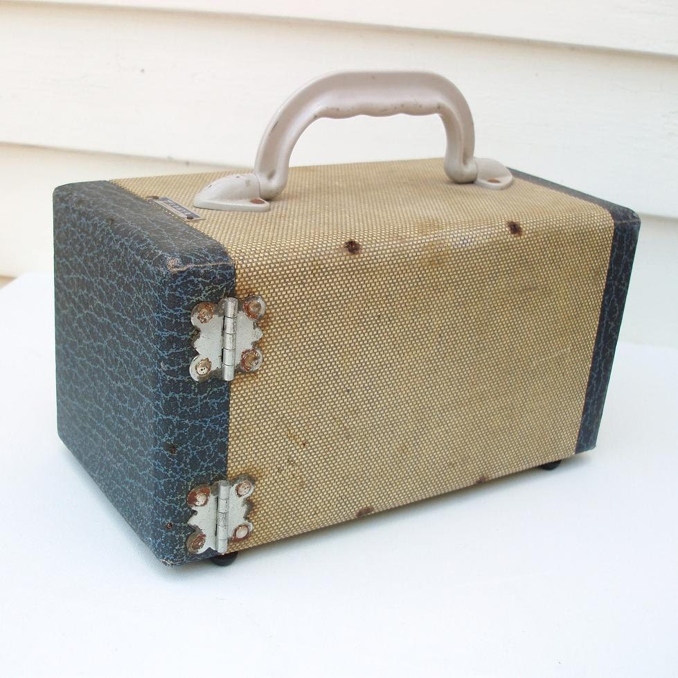 Mid Century Storage, Slide Case, Zephyr, Travel Organizer, Vintage Photography, Carrying Case / Blue