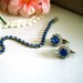 20%OFF Vintage Rhinestone Jewelry - Blue Rhinestone Bracelet & Earrings - Vintage Jewelry Jewellery 1940s 40s - gift for her