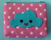 Cute zipper pouch / makeup bag - kawaii cloud