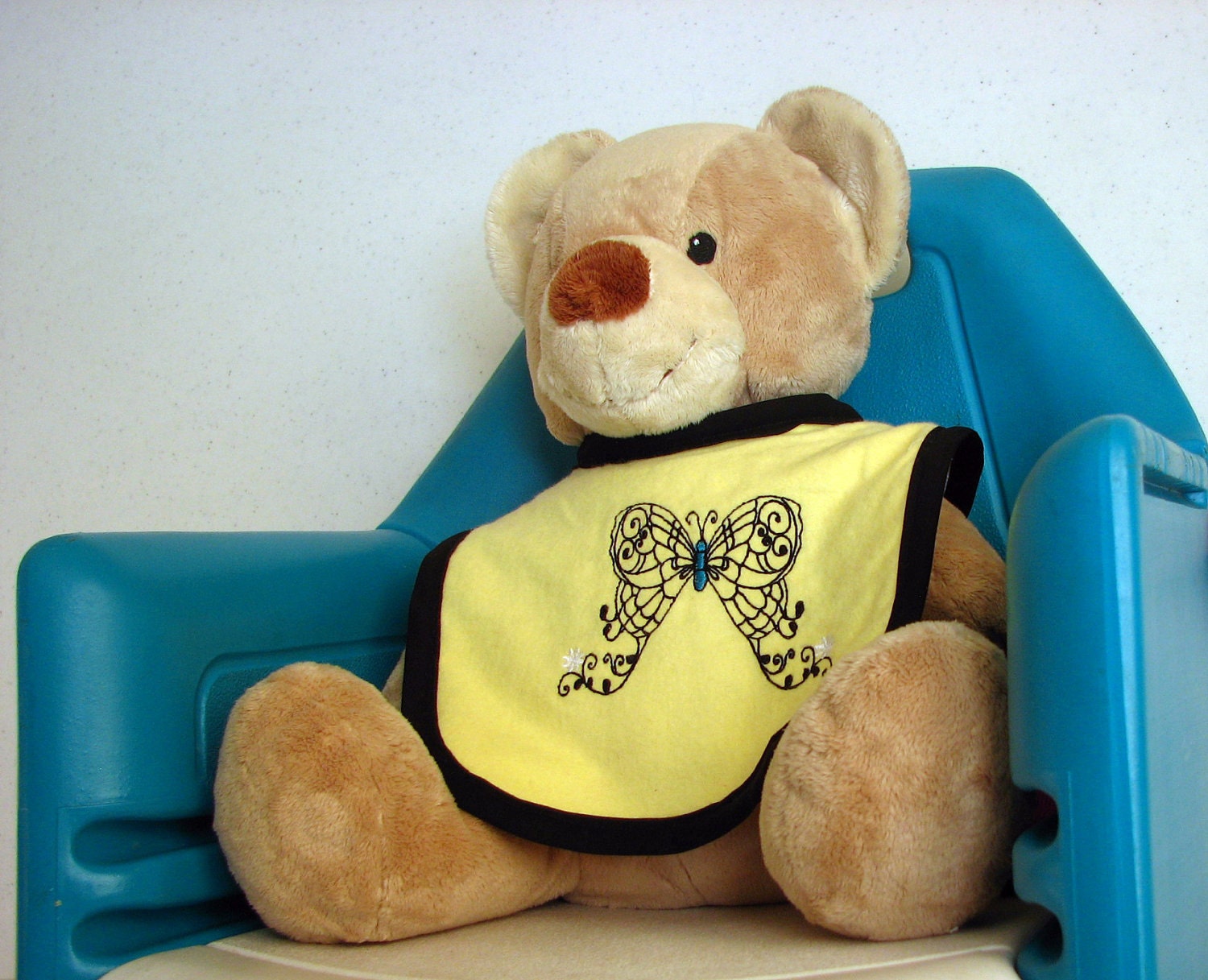 Bib, Burpcloth & Booties - Cloud Butterfly - yellow flannel