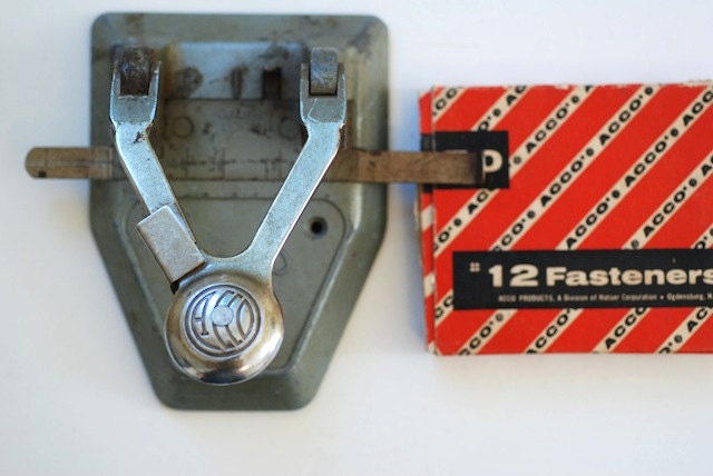 Acco products, new york, vintage, hole punch, office supplies, fasteners, metal, industrial, desk