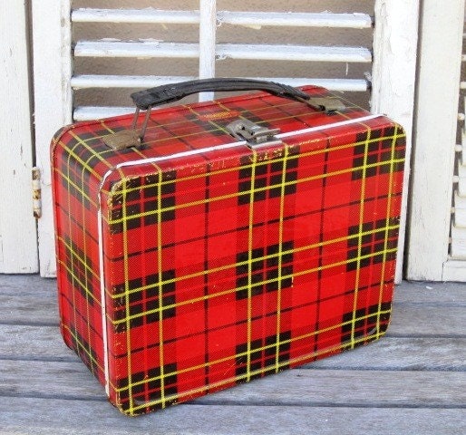 Vintage Lunch Box, Back to School, King-Seeley Thermos Co Plaid, Retro Plaid, Vintage Thermos, Collectibles, Treasury Item