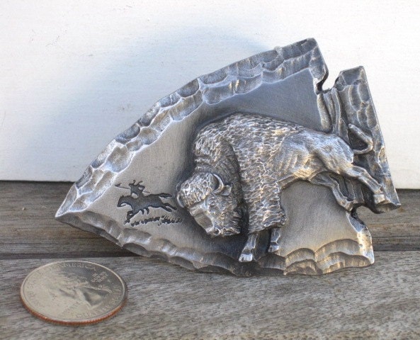 Vintage Siskiyou Arrowhead Pewter 3D Ram Native American Belt Buckle