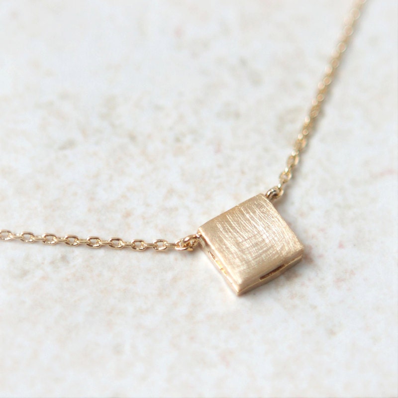 Gold Textured Square Necklace