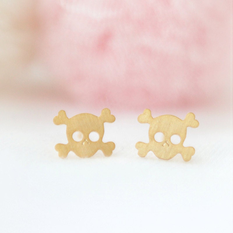Tiny Skull and Cross Bones Earrings