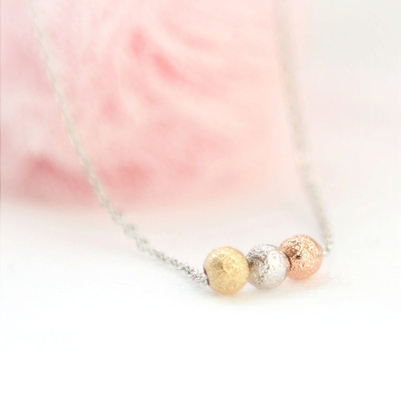 Tri-Color tiny textured balls necklace