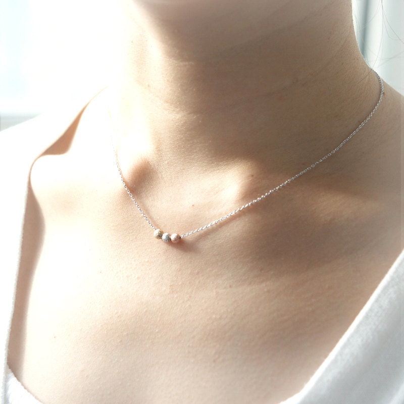 Tri-Color tiny textured balls necklace