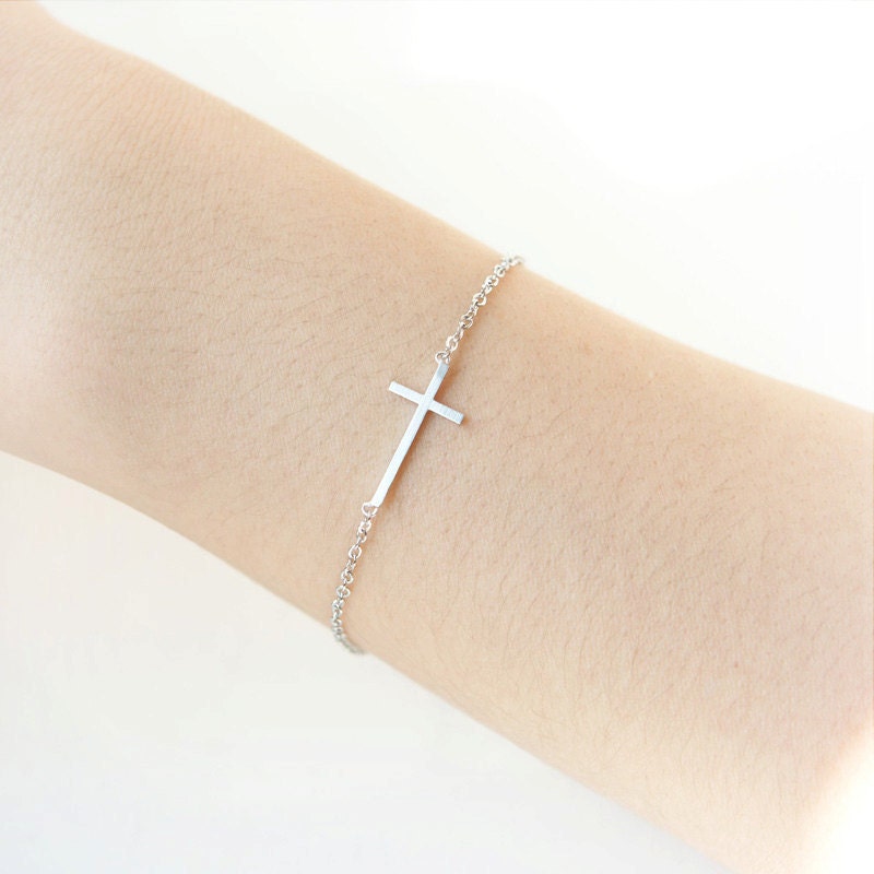 Sideways Cross Bracelet / Choose your color / gold and silver
