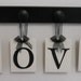 Love Wooden Sign Personalized Wedding Gifts Custom Sign Set Includes Letters LOVE and Four (4) Wooden Pegs Painted Black and White