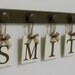 Wedding Gift - Gifts for Wedding Couple - Personalized Wall Decor for SMITH - Brown Wood 5 Peg Hanger - Unique Bride and Groom Gift