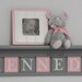 Pink and Gray Nursery Girl Wall Decor 30" Grey Shelf - Sign with 7 Wood Letters Custom for KENNEDY