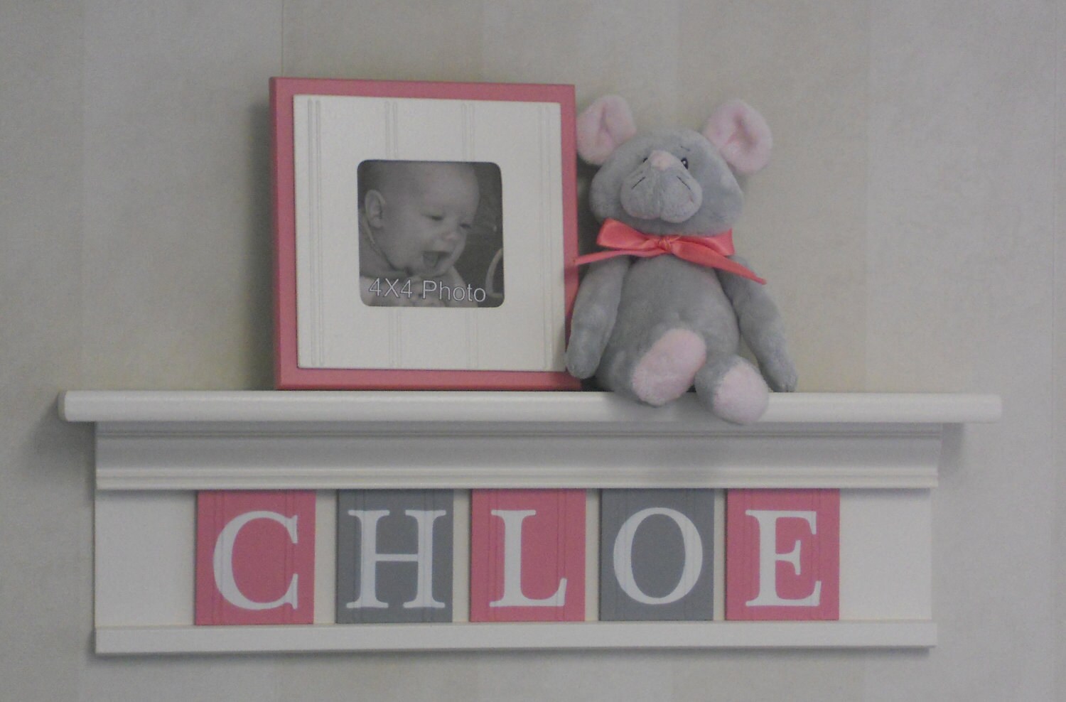 Gray Pink Newborn Baby Girl Nursery Decorations by NelsonsGifts