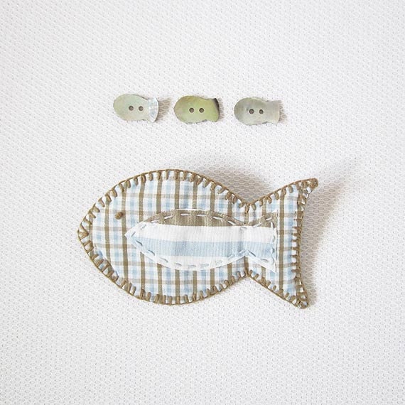 Blue fish brooch for Mum