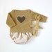 A knitted sweater with diaper cover in camel with a heart - OOAK