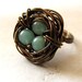 Birds Nest Ring Green Jade Bronze Wire Wrapped