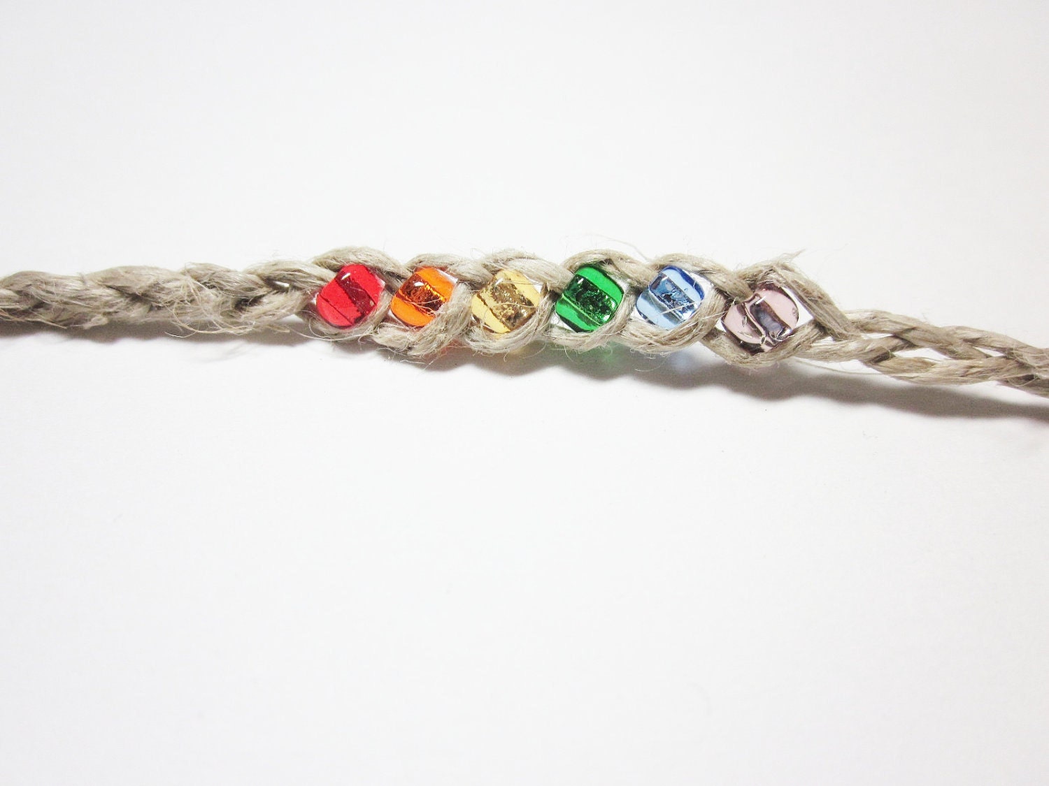 Hemp Friendship Bracelet, Hemp Wish Bracelet, Anklet, Rainbow