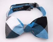 Bow Tie - Blue Blocky Check