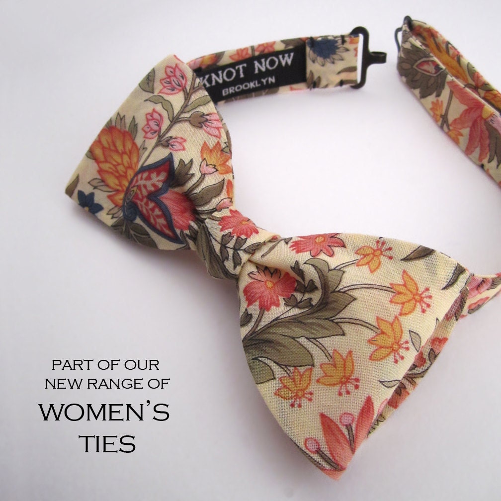 Women's Bow Tie - Lemon floral cotton