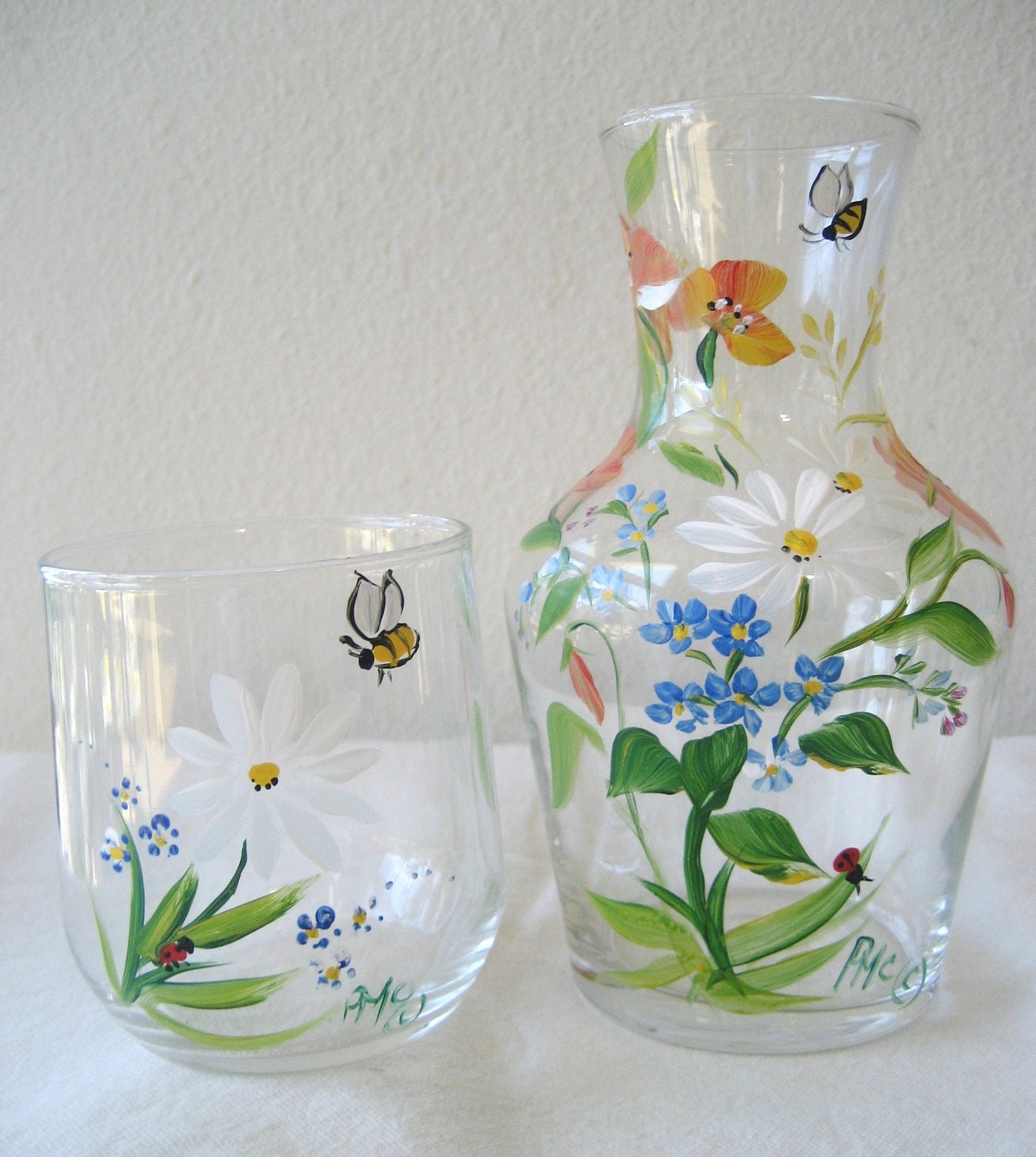 handpainted bedside carafe, mothers day gift, gift for mom