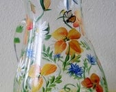 handpainted glass poppy pitcher