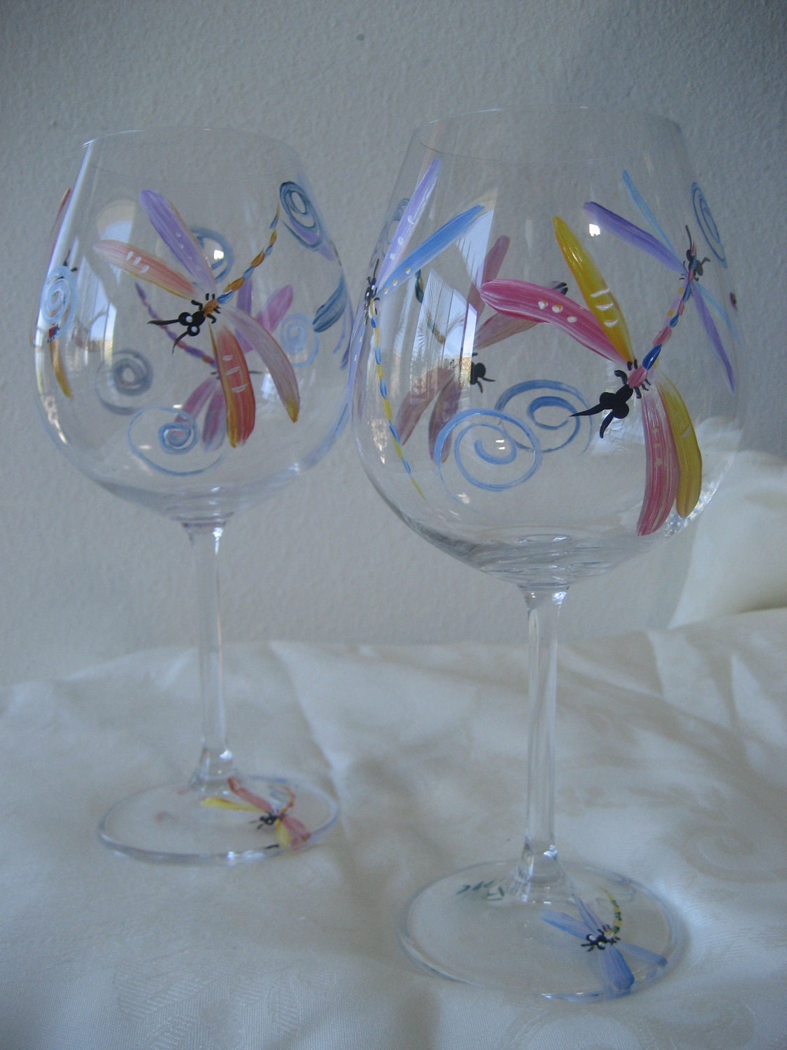 dragonfly wineglasses, birthday , anniversary, set of two.