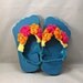 Crochet Teal Flip Flops for Baby, Size M, 9.5