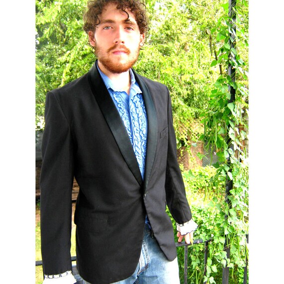 50s Vintage Silk Lapel Tux Jacket men's Classic Black mad men rat pack