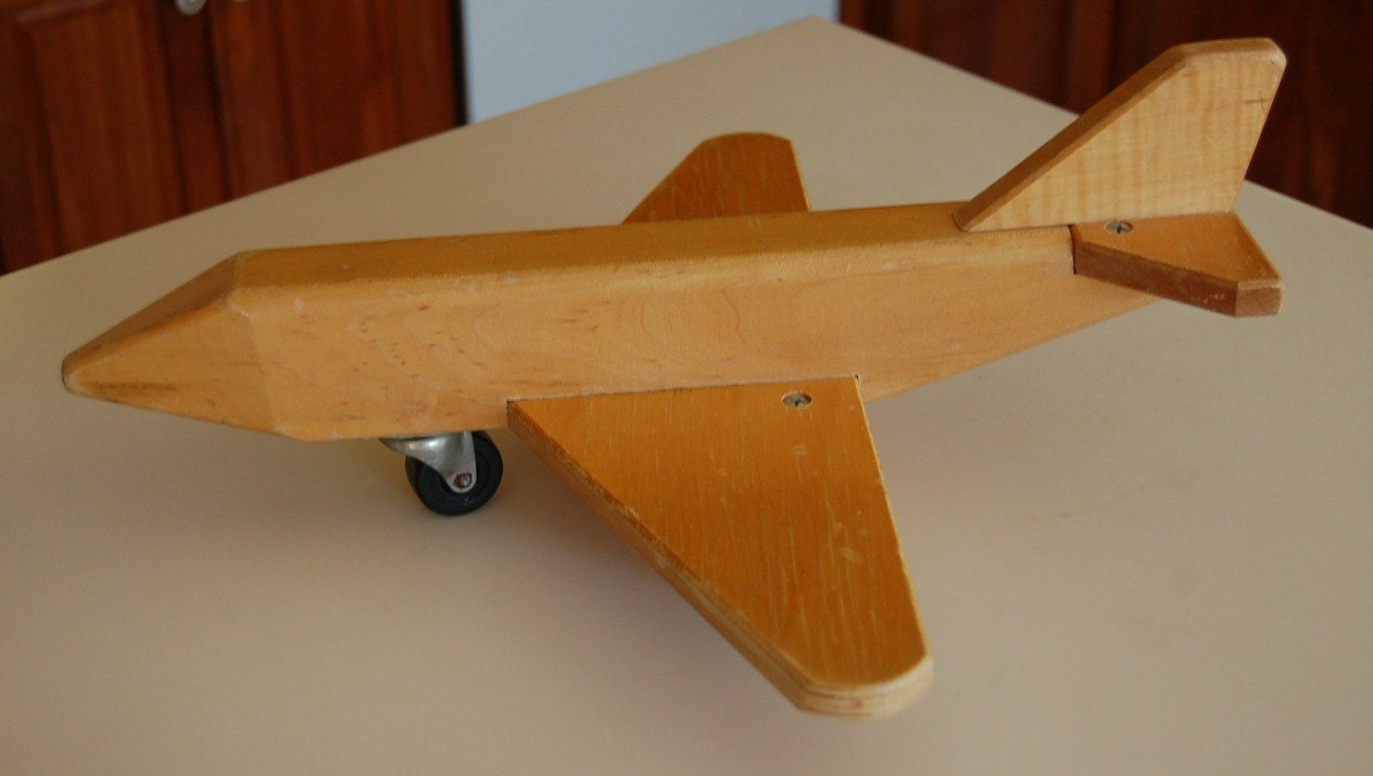 Vintage Wood Toy Airplane by MadameMarcie on Etsy