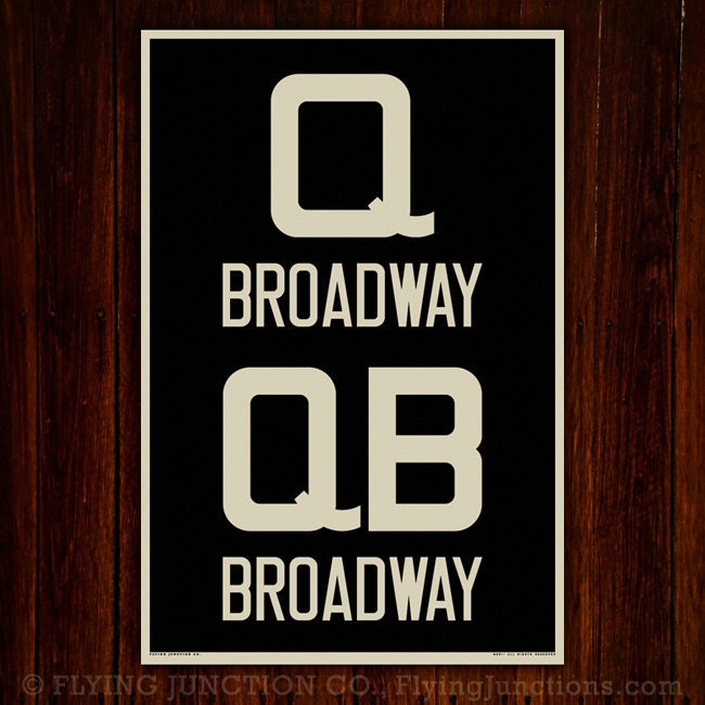 BROADWAY (Queens / Manhattan / Brooklyn) New York City Subway Sign. Bus Scroll. 12 x 18 Rollsign Print