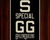 BROOKLYN & QUEENS New York City Subway Sign. Bus Scroll. 12 x 18 Rollsign Print
