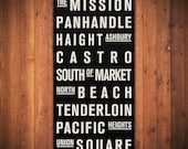 SAN FRANCISCO Subway Sign. Bus Scroll. Destination List - Canvas 24" x 48"
