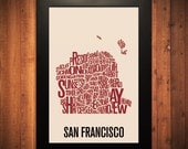 SAN FRANCISCO Typography Map Print - 12" x 18" (4 Color Choices)