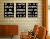 LOS ANGELES Subway Sign Prints. Bus Scrolls (Collection of 3) - 12 x 18
