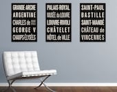 PARIS METRO Subway Sign Prints. Bus Scrolls (Collection of 3) - 12 x 18