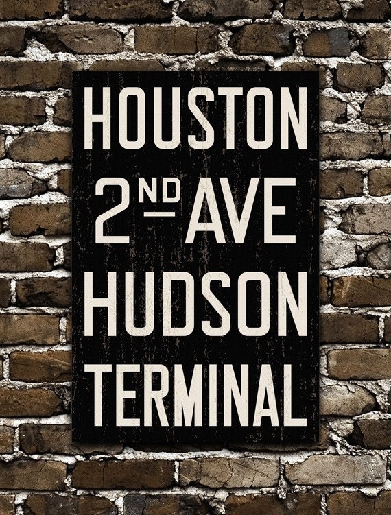 MANHATTAN New York City Distressed Subway Sign. Bus Scroll. Canvas 20 x 30 Rollsign Print