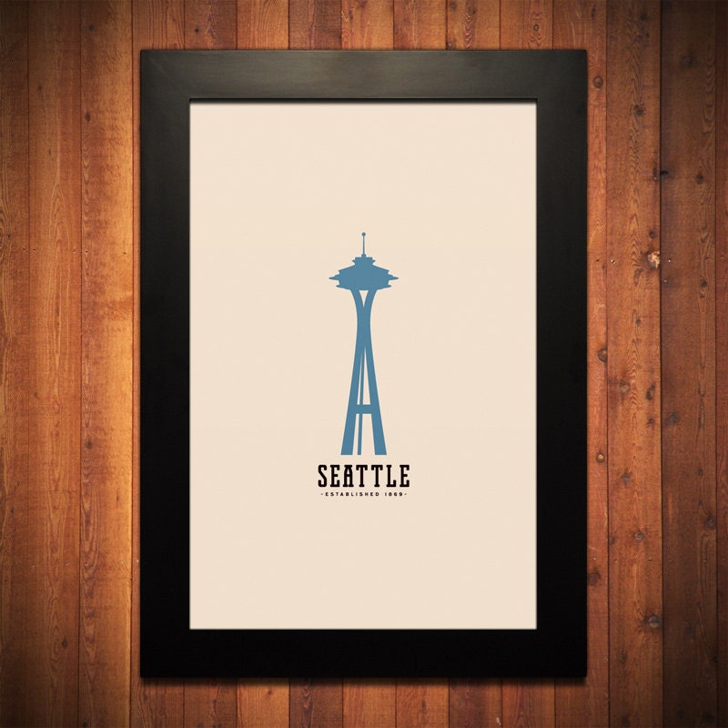 Seattle Minimalist City Poster - 12" x 18"