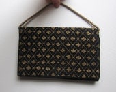 Antique vintage gold embroidered medieval fleur de lis velvet evening purse