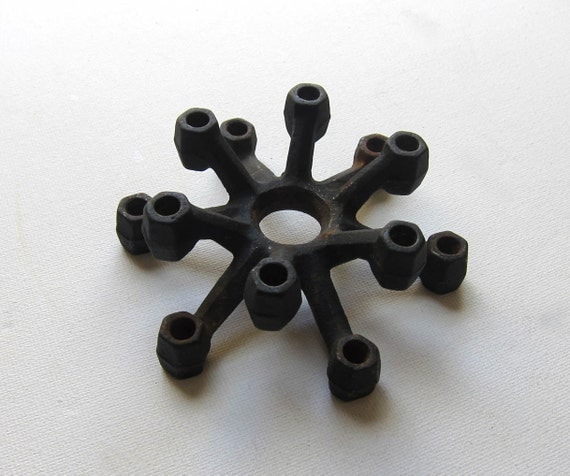 Vintage Retro 1950s atomic cast iron tapered candle holder