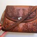 Vintage original hippie boho 1960s hand tooled tan leather bag