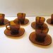 Retro 1960s French Vereco Arcopal demi tasse amber square glass coffee set