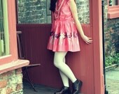 Handmade 50s style Pretty Pink Bow Dress sz Small