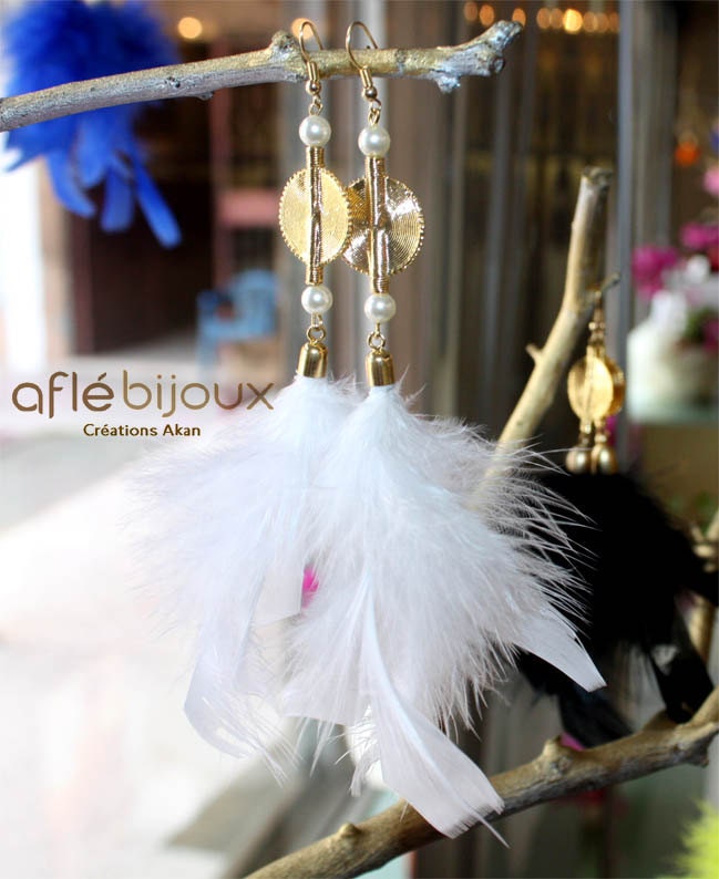 Aflé Bijoux Wedding Collection - Feather Earrings - White