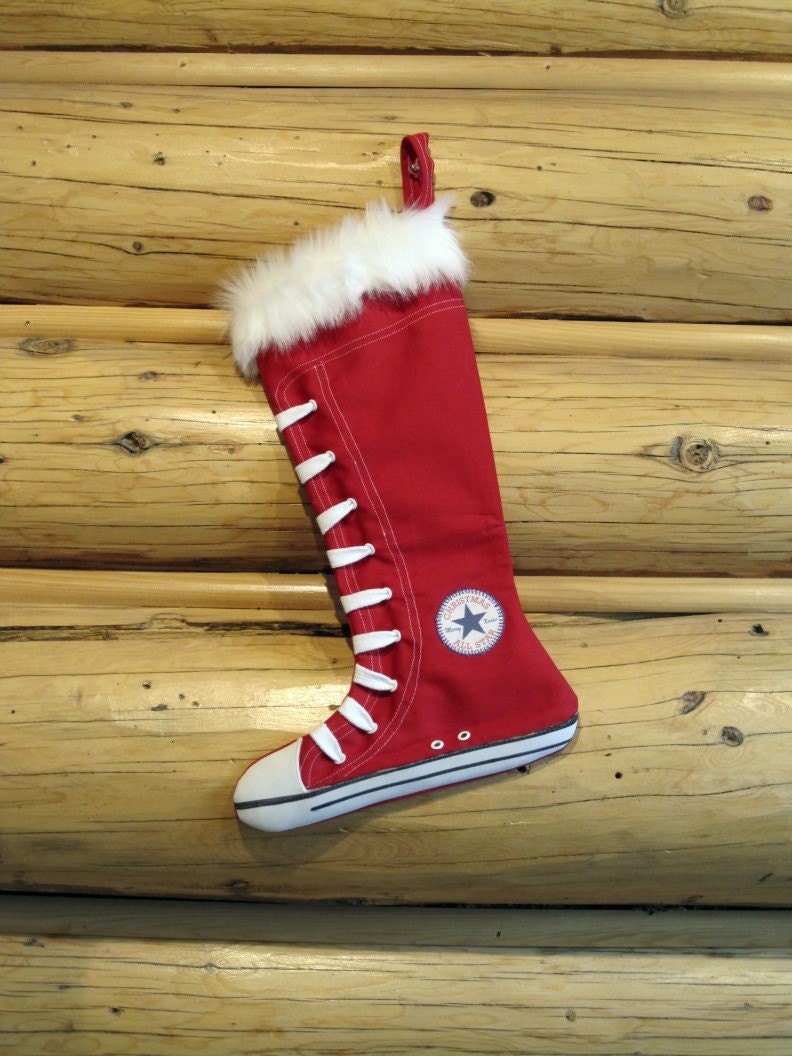 Christmas Stocking- High Top shoes-Cherry Red